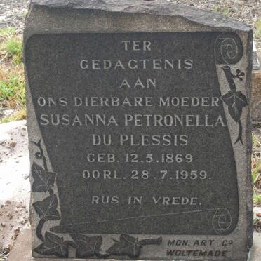 PLESSIS Susanna Petronella, du 1869-1959