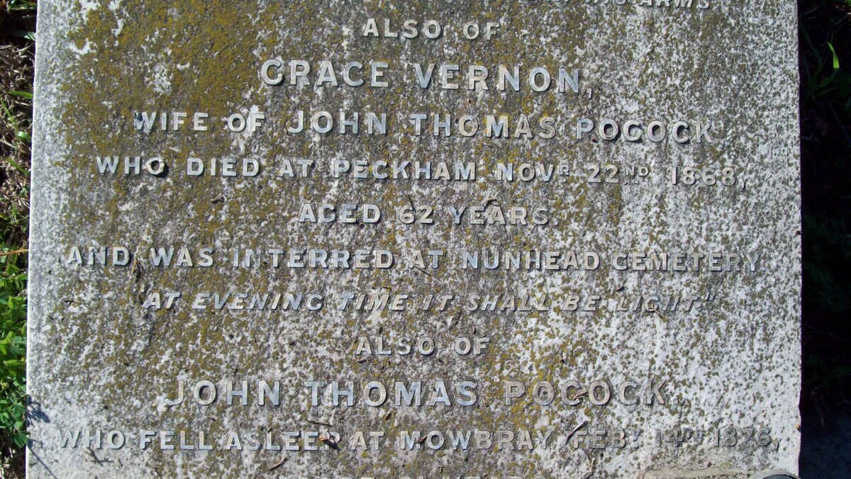 POCOCK John Thomas -1876 &amp; Grace Vernon -1868