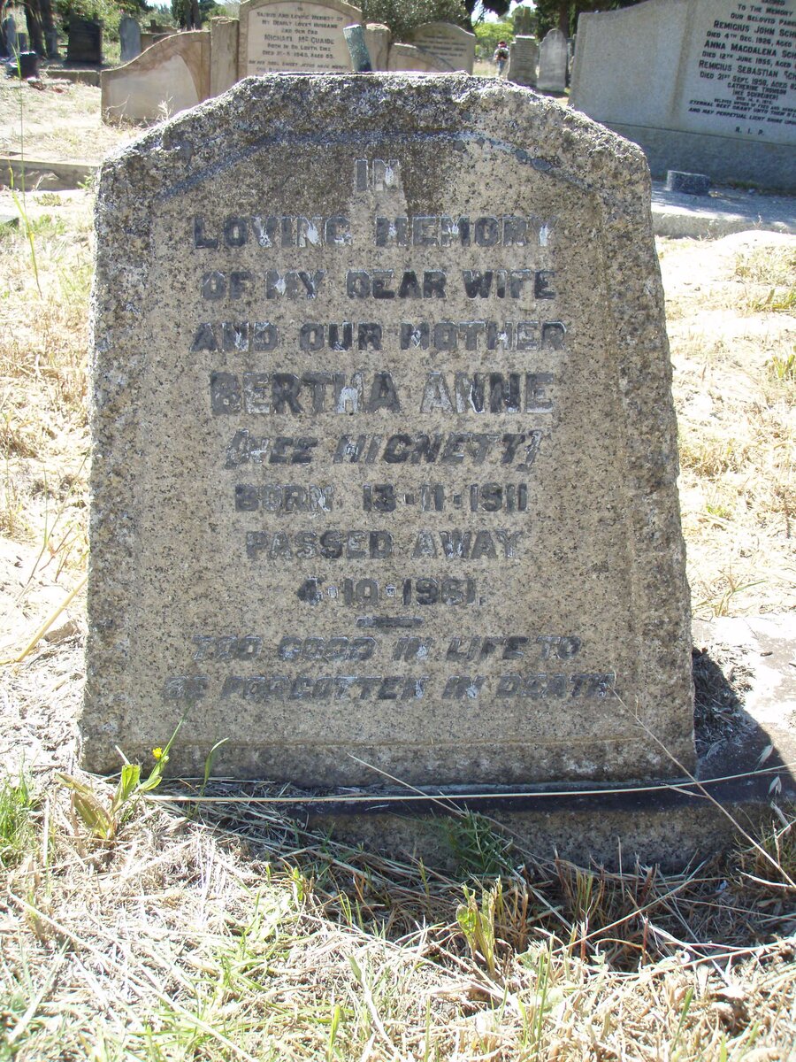 PREEZ Bertha Anne, du  nee HIGNETT 1911-1961