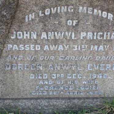 PRITCHARD John Anwyl -1927 &amp; Florence Louise -1952 :: PRITCHARD Doreen Anwyl Everley -1946