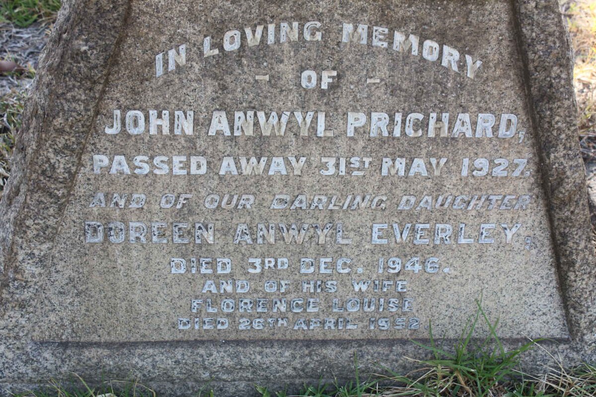 PRITCHARD John Anwyl -1927 &amp; Florence Louise -1952 :: PRITCHARD Doreen Anwyl Everley -1946