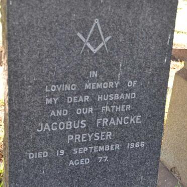 PREYSER Jacobus Francke -1966 :: PREYSER Cornelia Agatha Rowland
