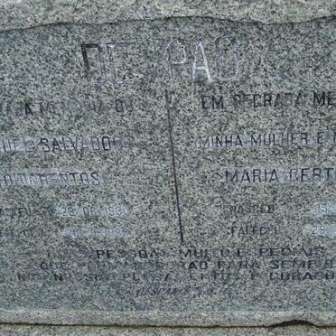 Couinthentos, Manuel Salvador born 23 June 1931 died 18 November 1995 , Bertruces, Maria   born 15 November 1930 died 29 February 1980