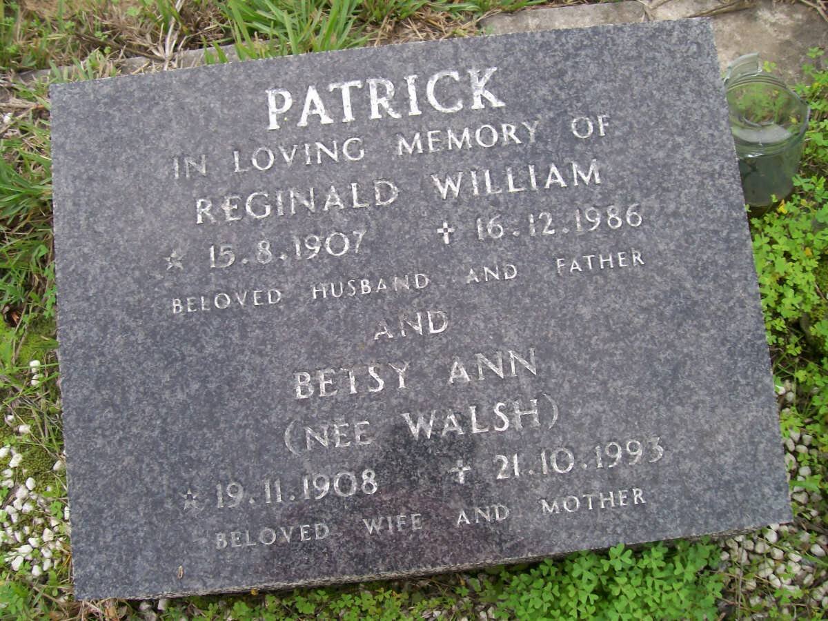 PATRICK Reginal William 1907-1986 &amp; Betsy Ann WALSH 1908-1993