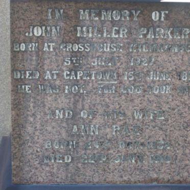 PARKER John Miller 1827-1894 &amp; Ann nee RAE 1832-1919