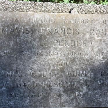 RAUCH James Scott 1895-1980 &amp;  Mavis Francis  PENDER 1897-1969