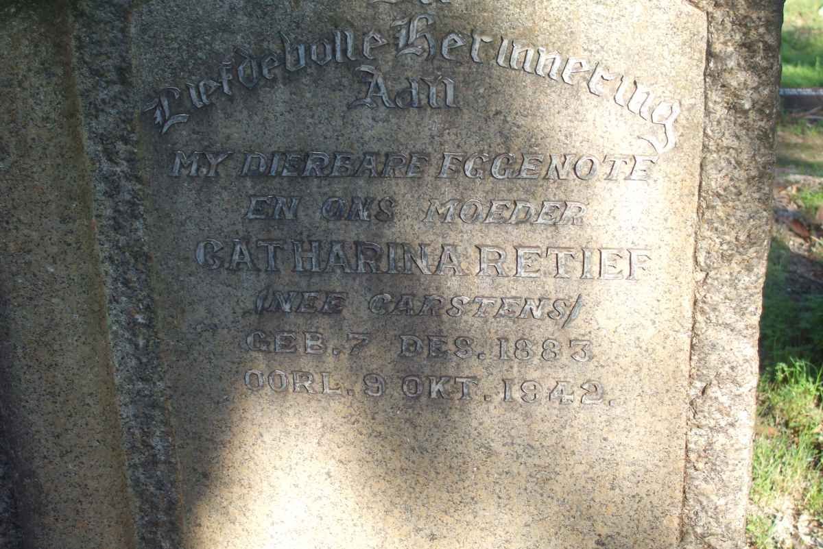 RETIEF Catharina nee CARSTENS 1883-1942