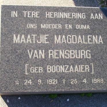 RENSBURG, van :: BOONZAAIER