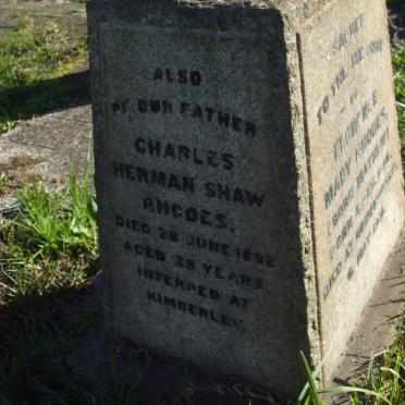 RHODES Charles Herman Shaw -1892