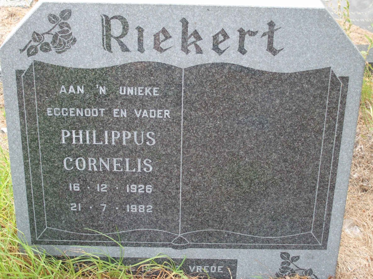 RIEKERT Philippus Cornelis 1926-1982