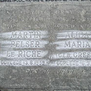 RICHE Martin Pelser, le -1959 &amp; Alida Maria GREEFF -1979