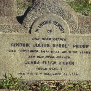 RIEDER Hendrik Julius Rudolf  -1933 &amp; Clara Ellen SAULL  -1941 