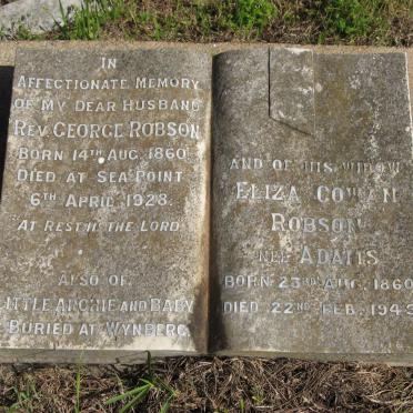 ROBSON George 1860-1928 &amp; Eliza Cowan ADAMS 1860-1945