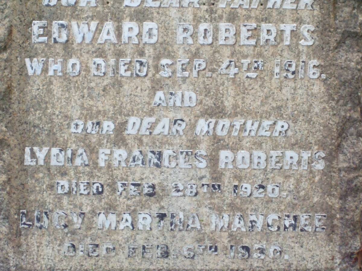 ROBERTS Edward -1916 &amp; Lydia Frances -1920 :: MANCHEE Lydia Frances -1920