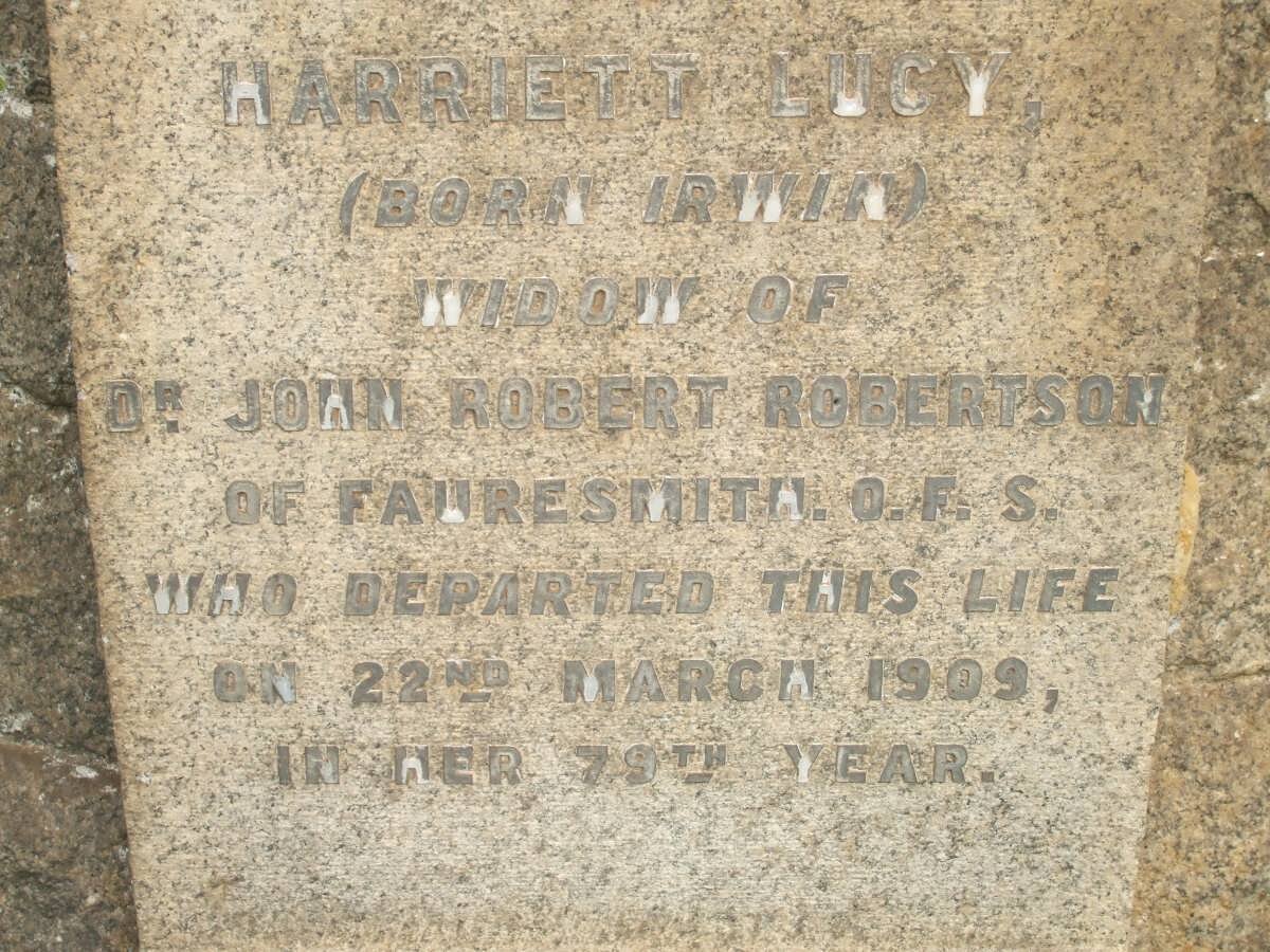 ROBERTSON Harriett Lucy nee IRWIN -1909