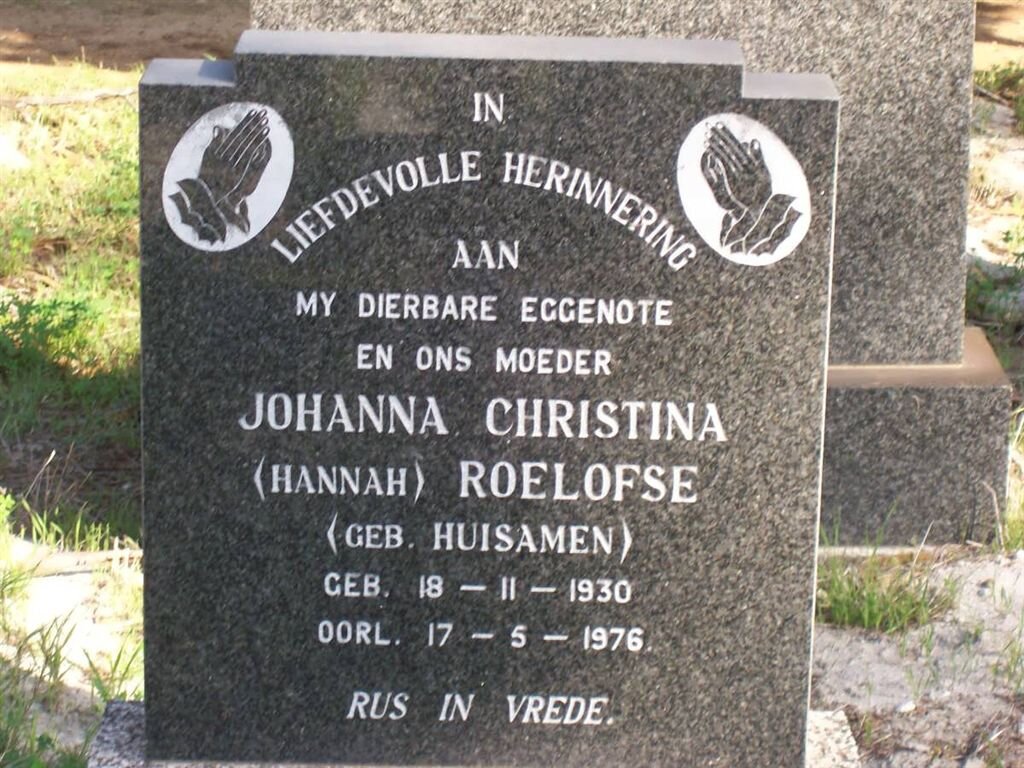 ROELOFSE Johanna Christina nee HUISAMEN 1930-1976