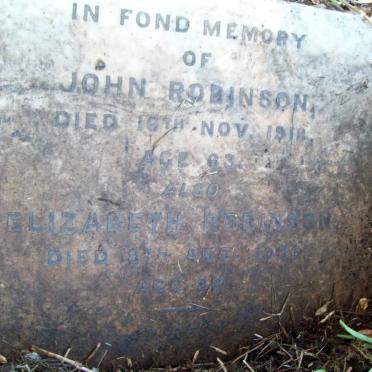 ROBINSON John -1918 &amp; Elizabeth -1936