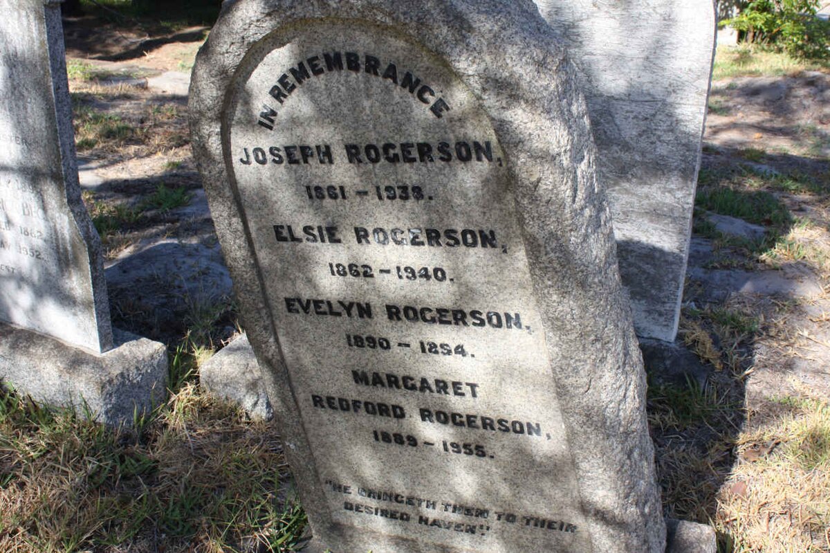 ROGERSON Joseph 1861-1938 :: ROGERSON Elsie 1862-1940 :: ROGERSON Evelyn 1890-1894 :: ROGERSON Margaret Redford 1889-1955