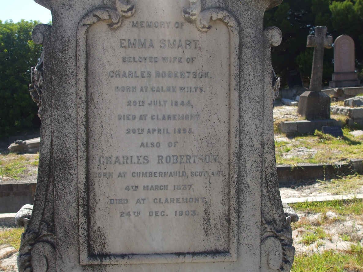 ROBERTSON Charles 1837-1903 &amp; Emma SMART  1844-1895