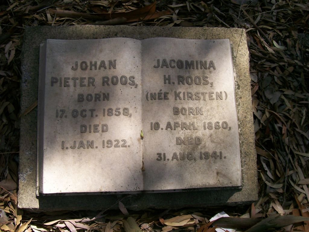 ROOS Johan Pieter 1858-1922 &amp; Jacomina H. KIRSTEN 1860-1941