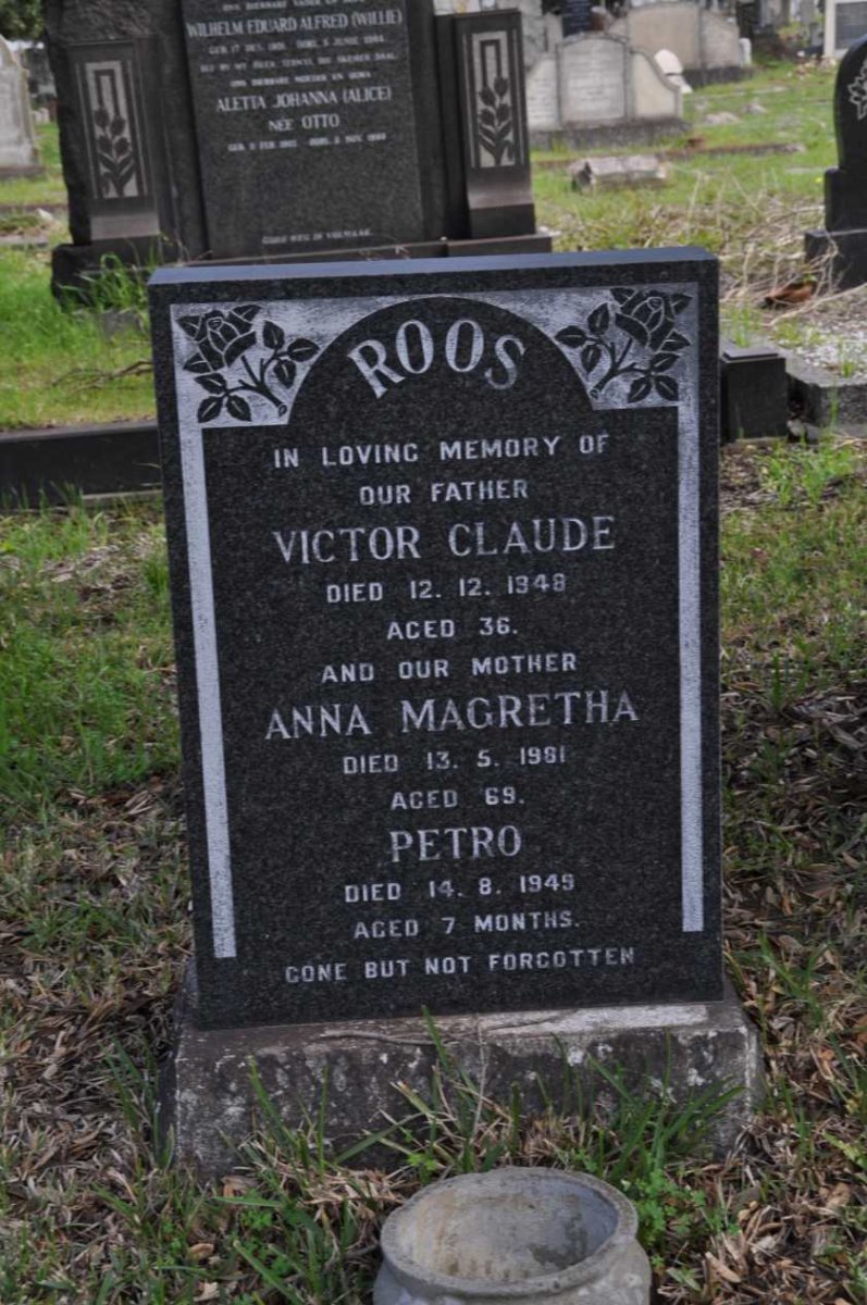 ROOS Victor Claude -1948 &amp; Anna Magretha -1961 :: ROOS Petro -1945