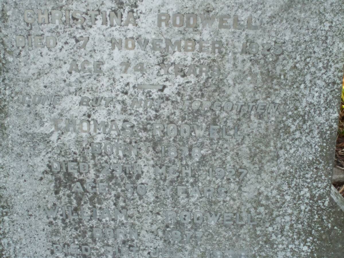 RODWELL Christina -1925 :: RODWELL Thomas 1878-1927 :: RODWELL William 1877-19?