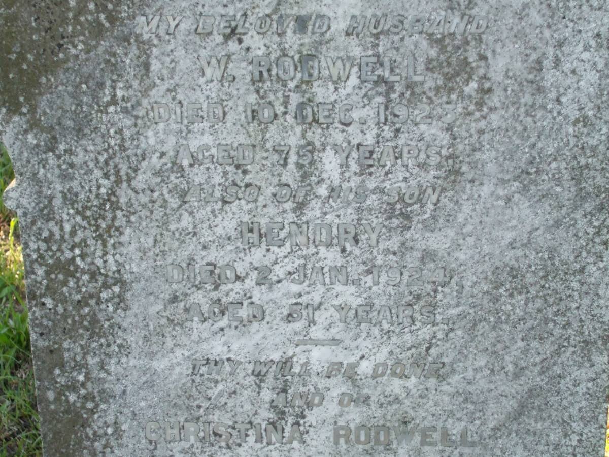 RODWELL J.W. -1923 :: RODWELL Hendry -1924 :: RODWELL Christina -1925