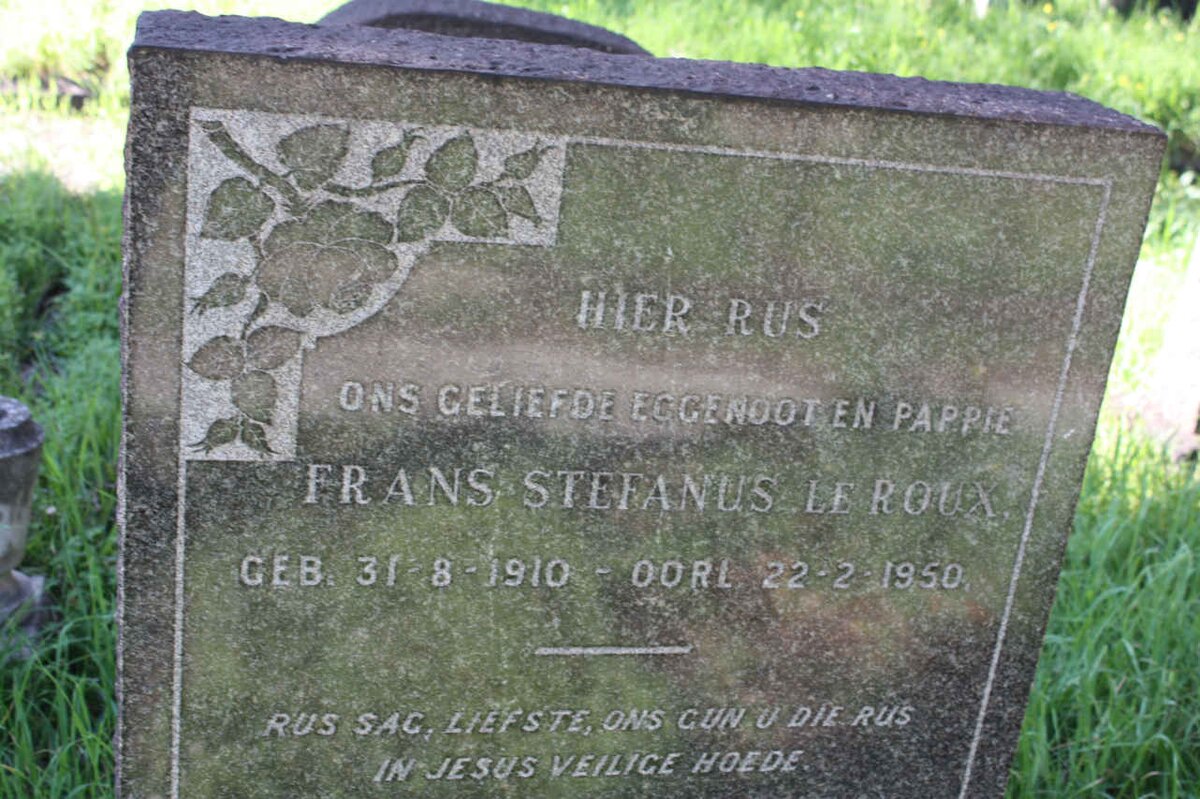 ROUX Frans Stefanus, le 1910-1950