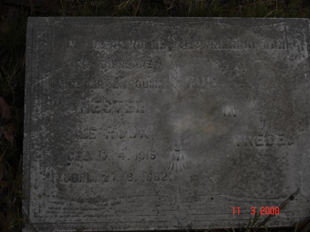 ROUX Hester, le 1915-1982