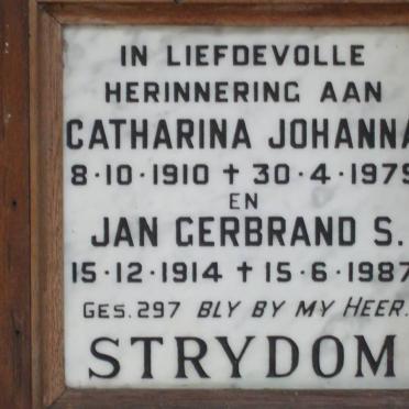 STRYDOM Jan Gerbrand S. 1914-1987 &amp; Catharina Johanna 1910-1979