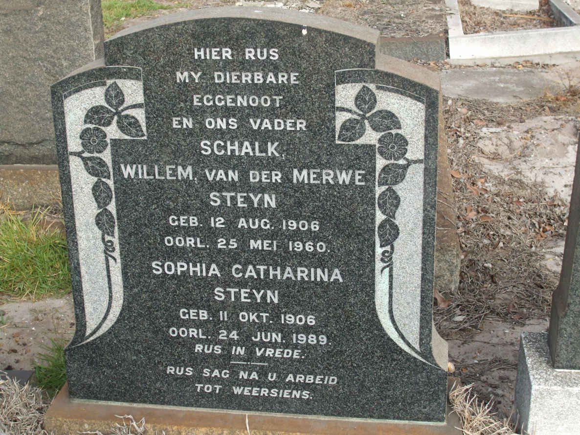 STEYN Schalk Willem van der Merwe 1906-1960 &amp; Sophia Catharina 1906-1989