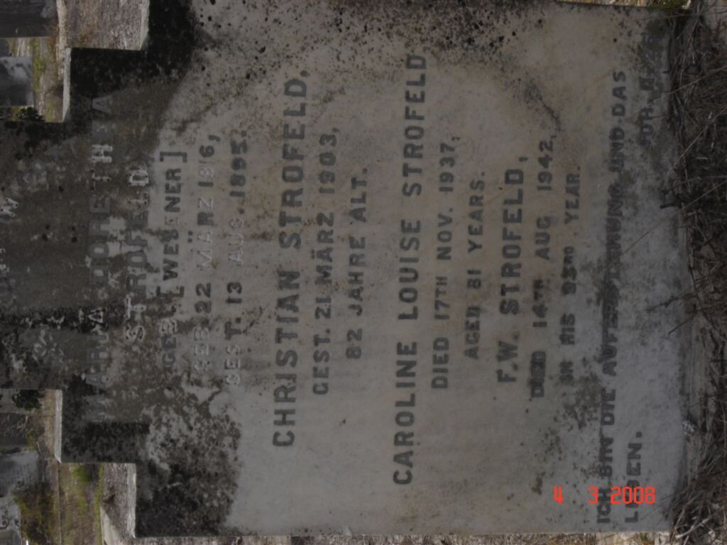 STROFELD Maria Dorothea nee WESENER 1816-1895