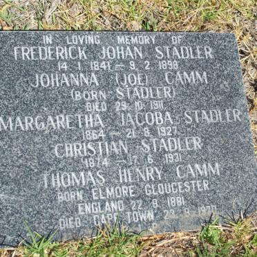 STADLER Frederick Johan 1841-1898 :: STADLER Margaretha Jacoba 1864-1927 :: STADLER Christian 1874-1931