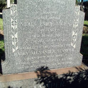 STAMPER Harry Alexander 1869-1959 &amp; Violet Emily Louisa TAIT -1951