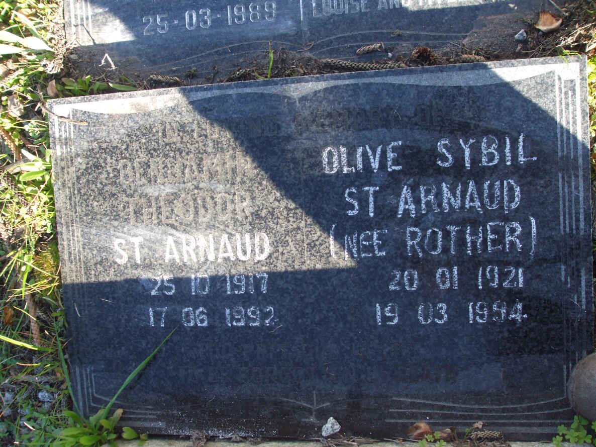 ST. ARNAUD Benjamin Theodor 1917-1992 &amp; Olive Sybil ROTHER 1921-1994