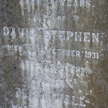 STEPHEN David -1931 &amp; Eliza WALL -1936