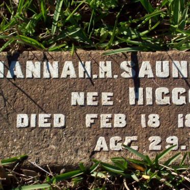 SAUNDERS Hannah H. nee HIGGO -1889
