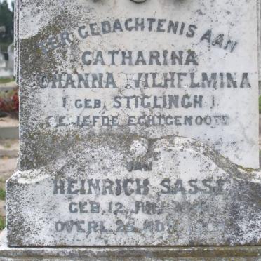 SASSE Catharina Johanna Wilhelmina nee  STIGLINGH  1841-1903