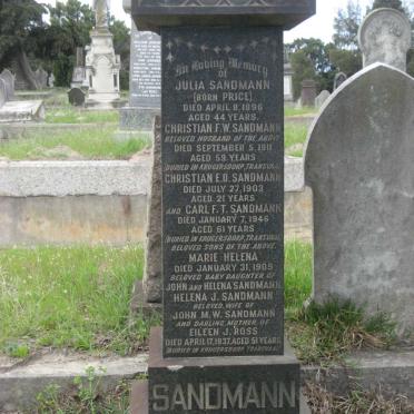 SANDMANN Christian F.W. -1911 &amp; Julia PRICE -1896 :: SANDMANN Christian E.O. -1903