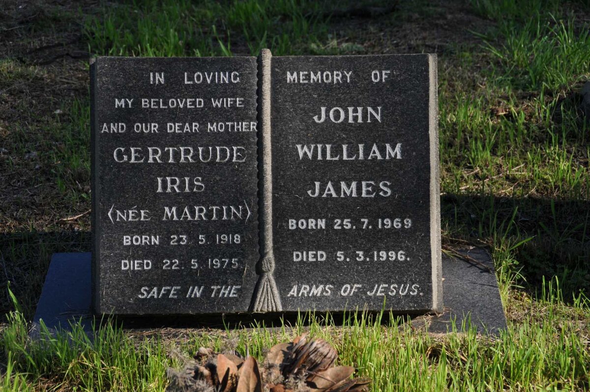 SASS Gertrude Iris nee MARTIN 1918-1975 :: SASS John William James 1969-1996