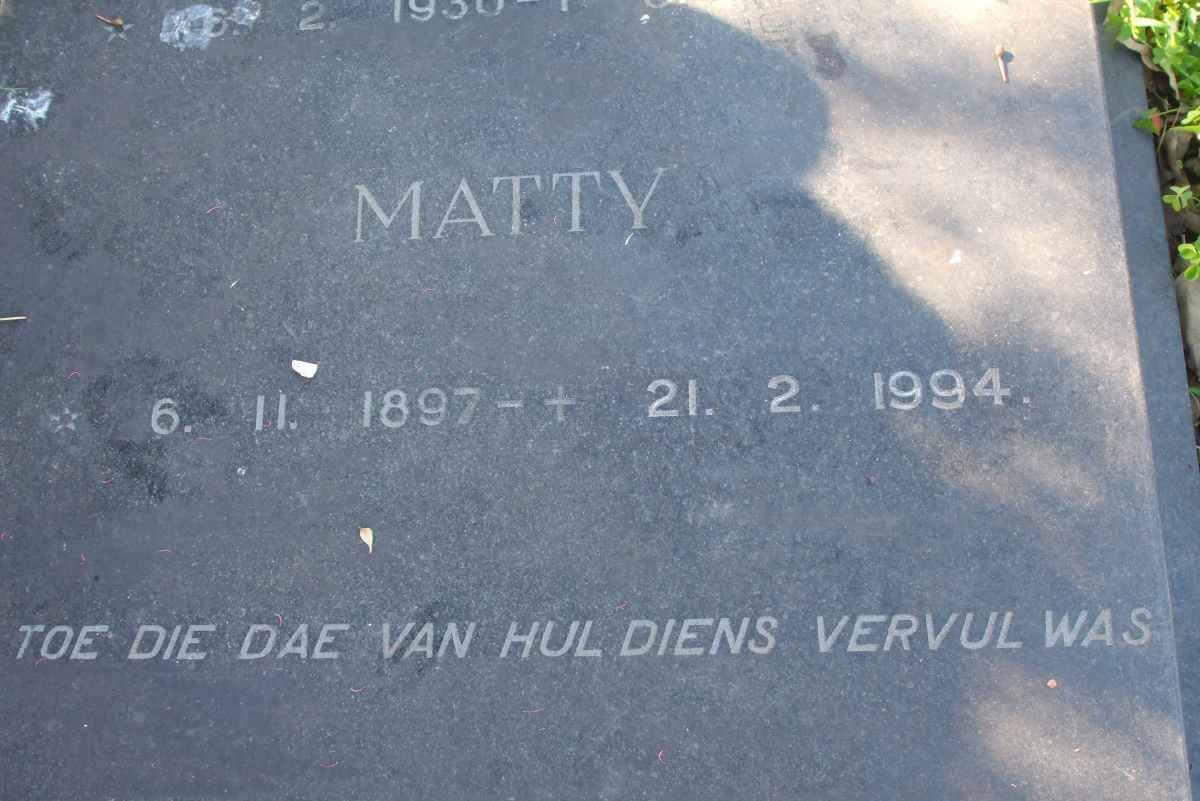 SADIE Jacqueline 1930-1974 :: SADIE Matty 1897-1994