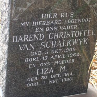 SCHALKWYK Barend Christoffel, van 1908-1962 &amp; Liza M. 1914-1986