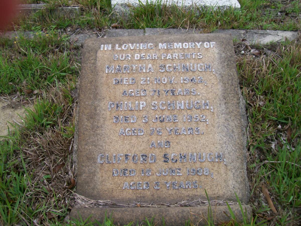 SCHNUGH Philip -1952 &amp; Martha -1942 :: SCHNUGH Clifford -1908