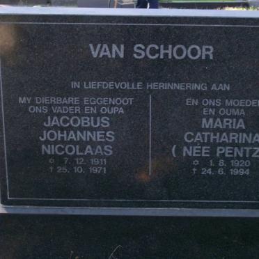 SCHOOR Jacobus Johannes Nicolaas, van 1911-1971 &amp; Maria Catharina PENTZ 1920-1994