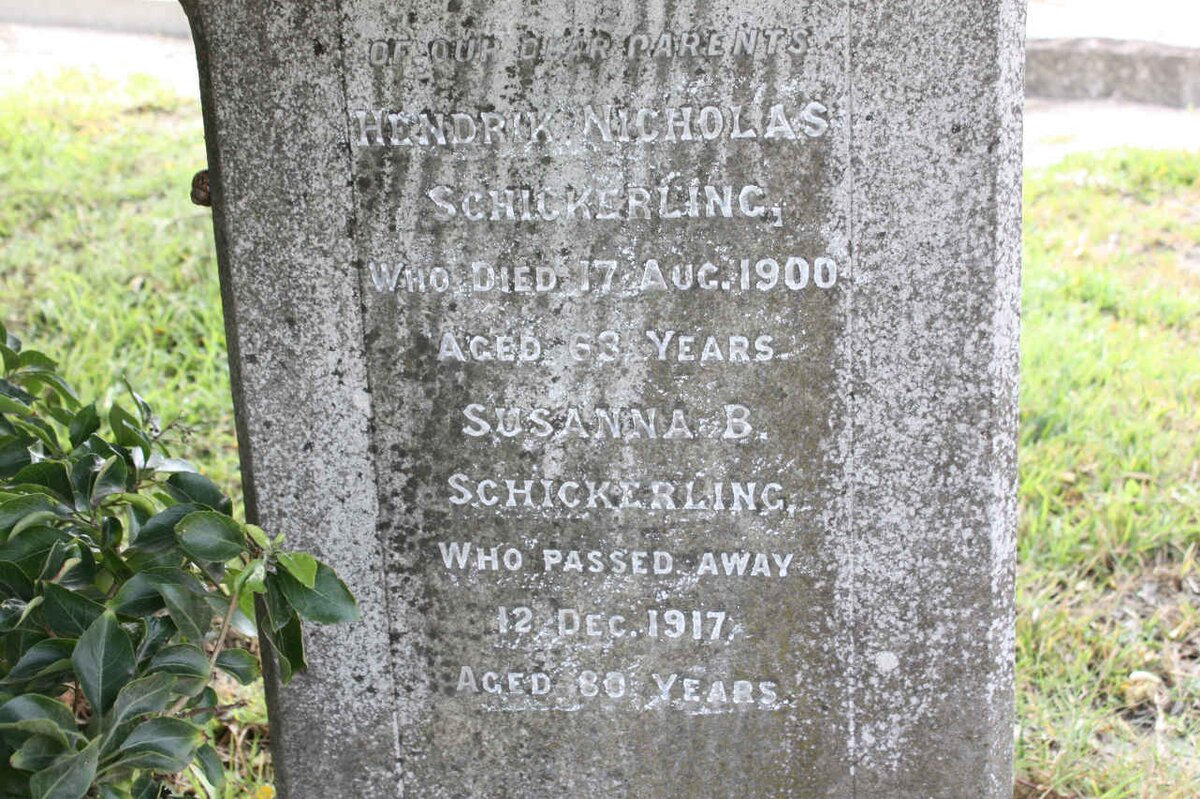 SCHICKERLING Hendrik Nicolaas -1900 &amp; Susanna B. -1917