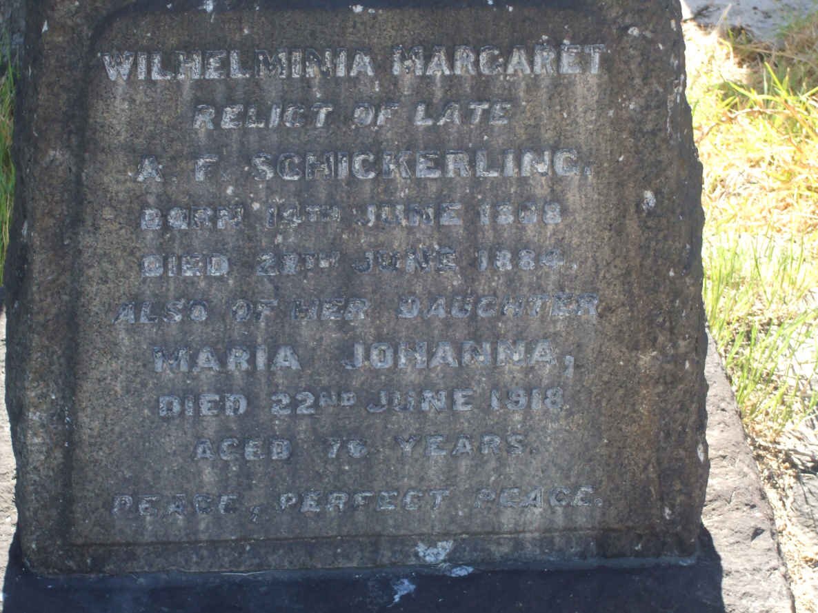 SCHICKERLING Wilhelmina Margaret 1808-188? :: SCHICKERLING Maria Johanna -1918