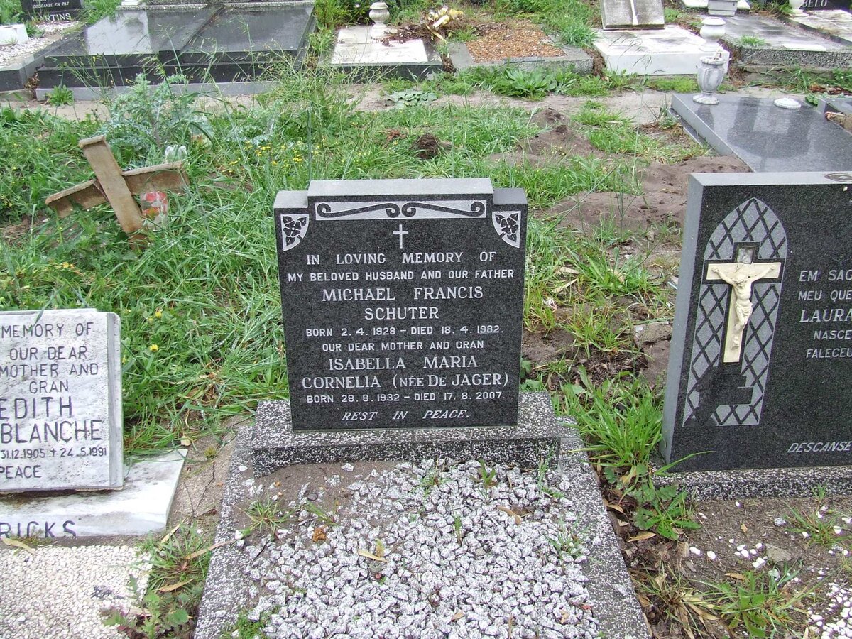 SCHUTER Michael Francis 1928-1982 &amp; Isabella Maria Cornelia DE JAGER 1932-2007