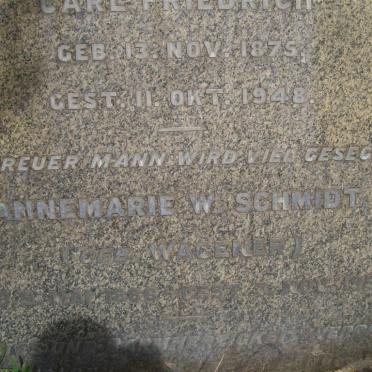 SCHMIDT Carl Friedrich 1875-1948 &amp; Annemarie W. WAGENER 1886-1957