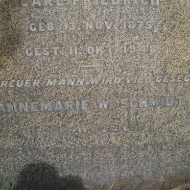 SCHMIDT Carl Friedrich 1875-1948 &amp; Annemarie W. WAGENER 1886-1957