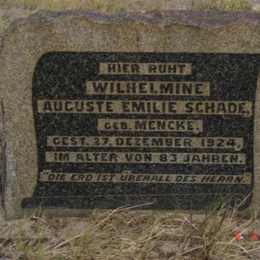 SCHADE Wilhelmine Auguste Emilie nee MENCKE -1924